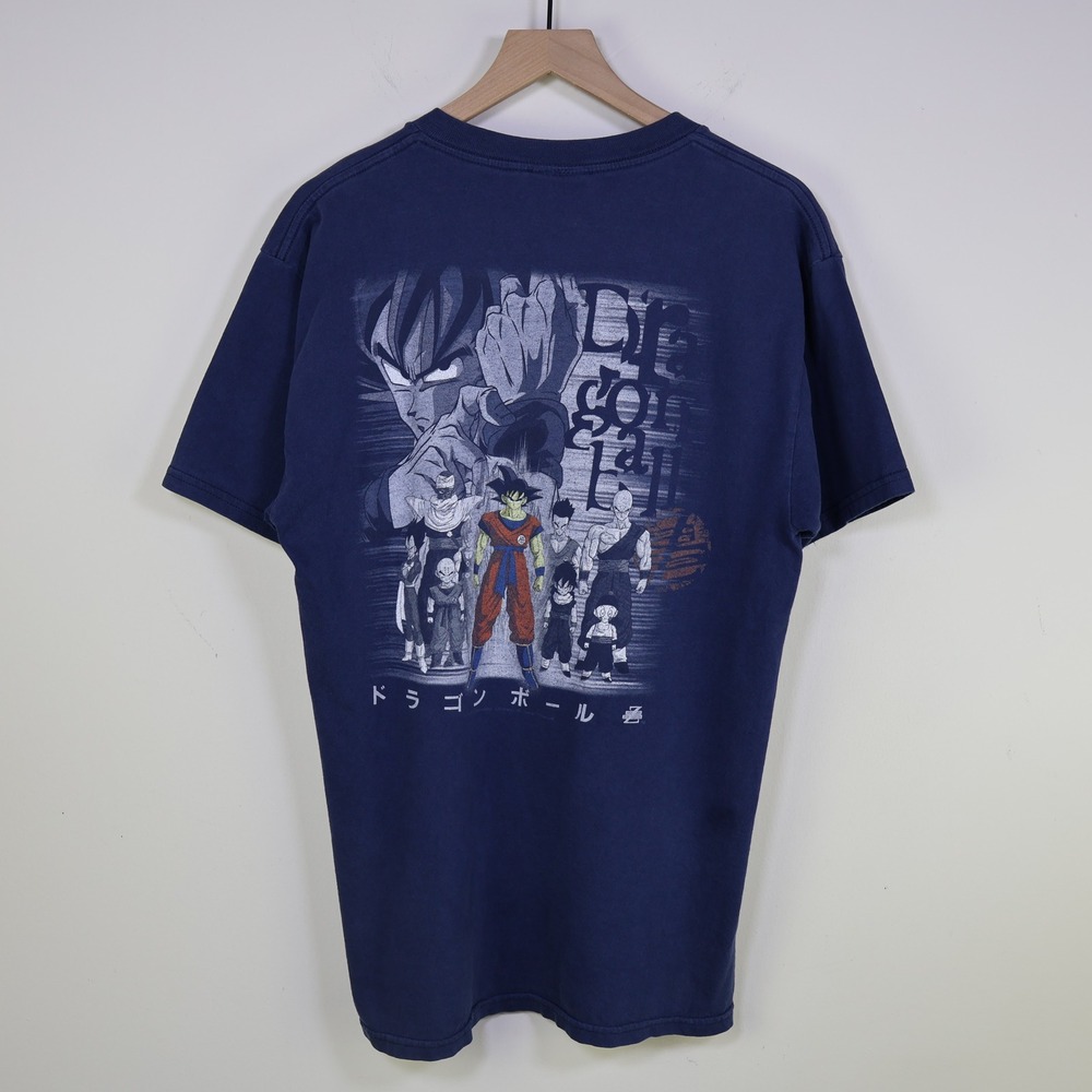 Vintage‎ 1999 Dragon Ball Z Intro Lineup Graphic T-Shirt Size L Anime Goku Navy